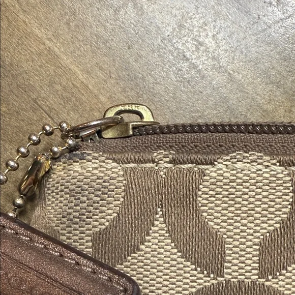Coach Signature Tan Wristlet Clutch - Picture 5 of 5
